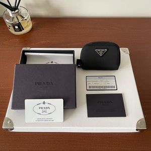 Prada Black Tessuto (Nylon) Zipper Coin Purse